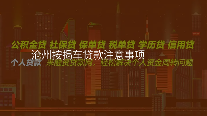 沧州按揭车贷款注意事项