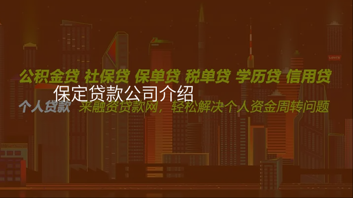 保定贷款公司介绍