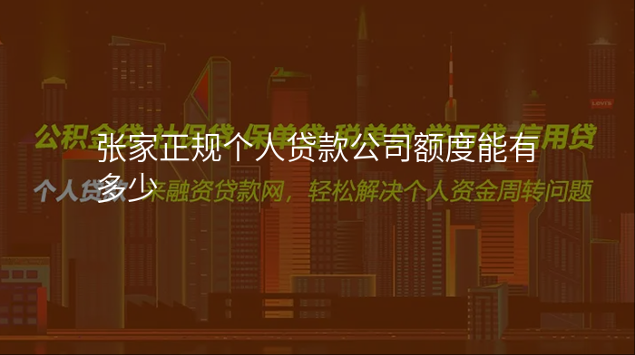 张家正规个人贷款公司额度能有多少