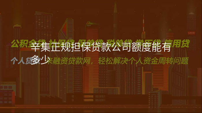 辛集正规担保贷款公司额度能有多少