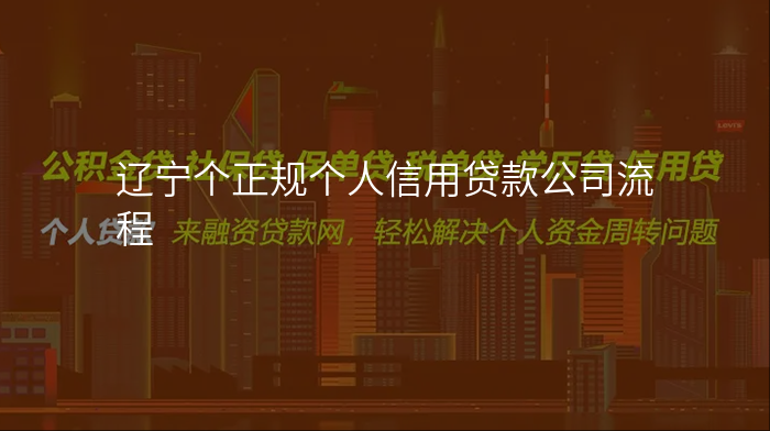 辽宁个正规个人信用贷款公司流程