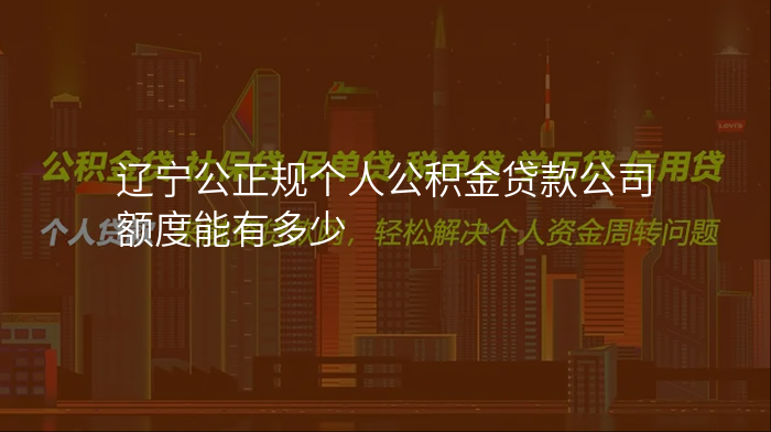 辽宁公正规个人公积金贷款公司额度能有多少