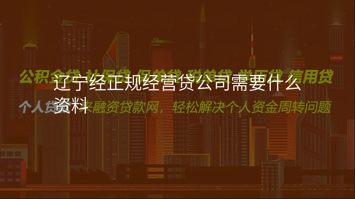 辽宁经正规经营贷公司需要什么资料