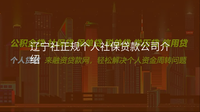 辽宁社正规个人社保贷款公司介绍