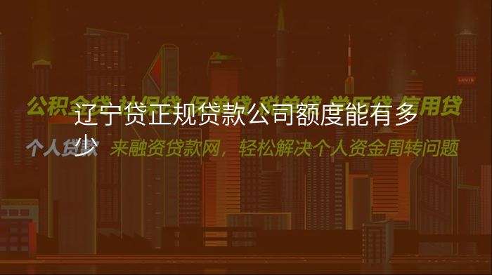 辽宁贷正规贷款公司额度能有多少