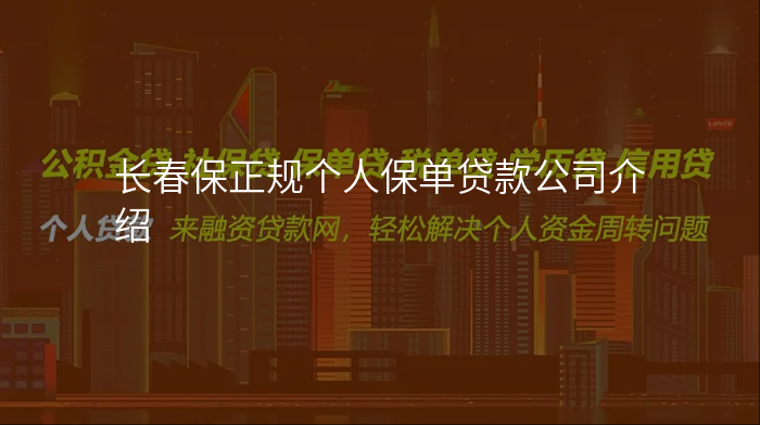 长春保正规个人保单贷款公司介绍