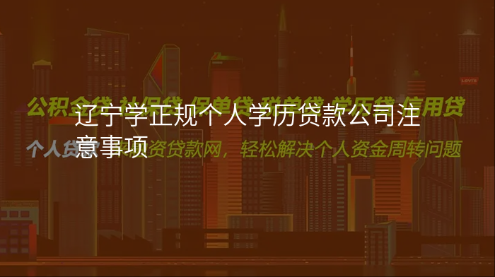 辽宁学正规个人学历贷款公司注意事项