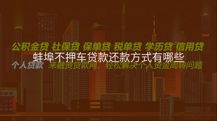 蚌埠不押车贷款还款方式有哪些