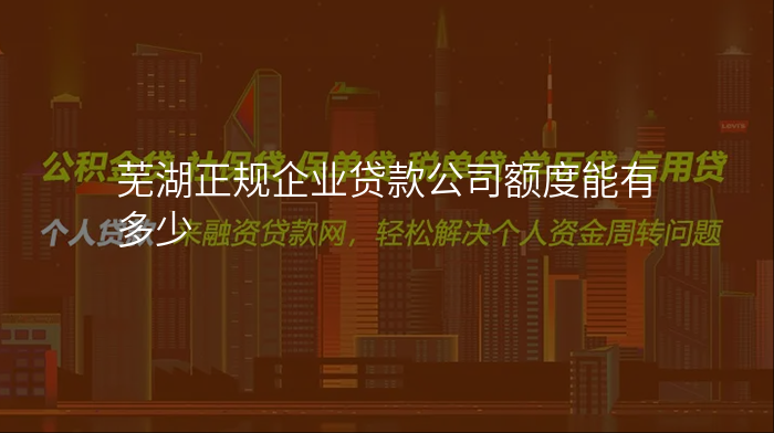 芜湖正规企业贷款公司额度能有多少