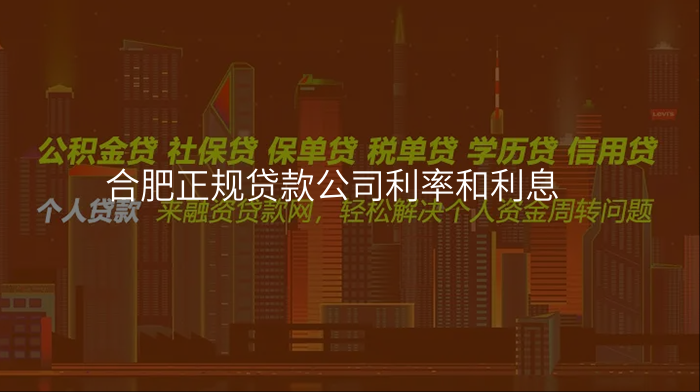 合肥正规贷款公司利率和利息