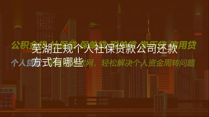 芜湖正规个人社保贷款公司还款方式有哪些