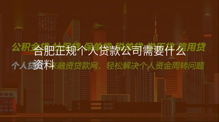 合肥正规个人贷款公司需要什么资料