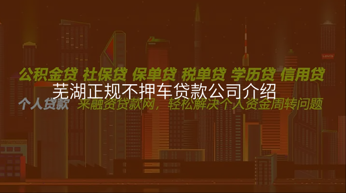 芜湖正规不押车贷款公司介绍