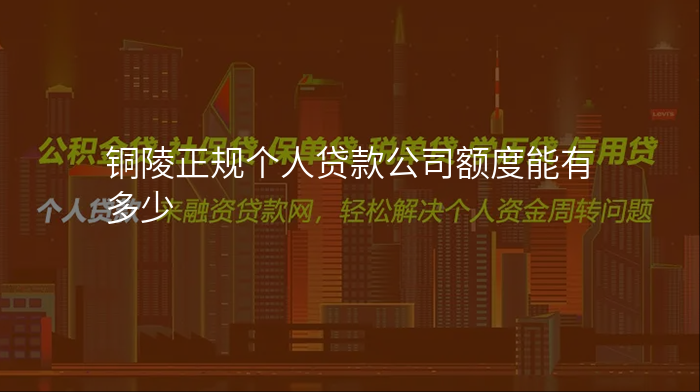 铜陵正规个人贷款公司额度能有多少