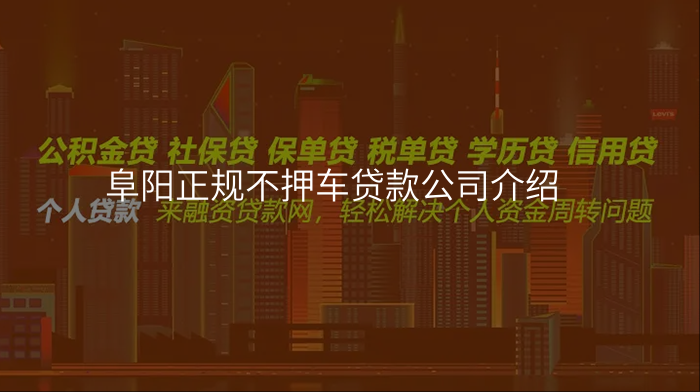 阜阳正规不押车贷款公司介绍