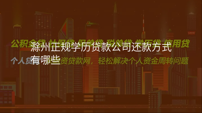 滁州正规学历贷款公司还款方式有哪些