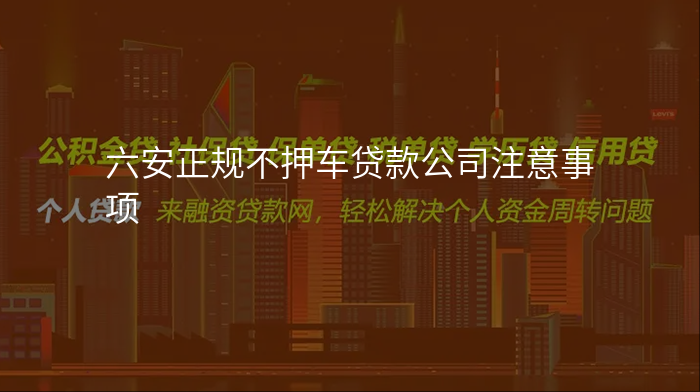 六安正规不押车贷款公司注意事项