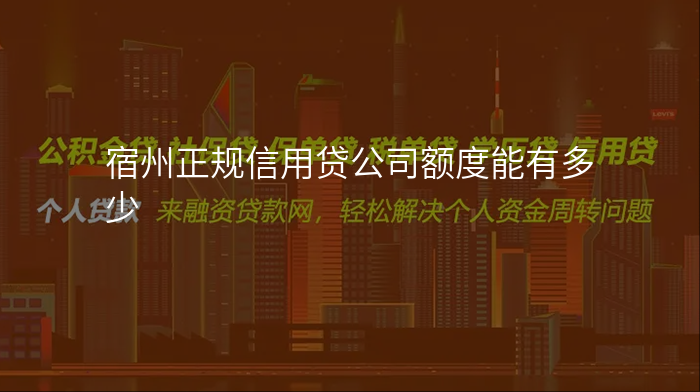 宿州正规信用贷公司额度能有多少