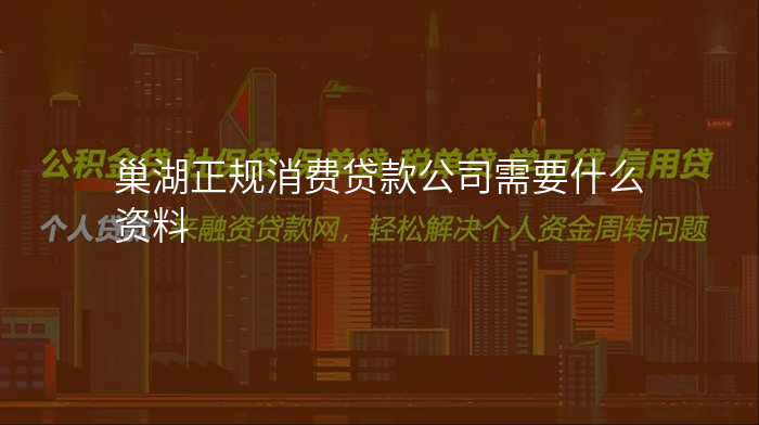 巢湖正规消费贷款公司需要什么资料
