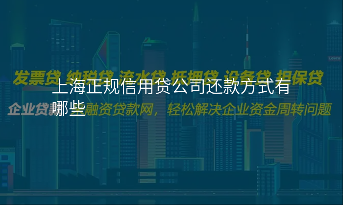 上海正规信用贷公司还款方式有哪些
