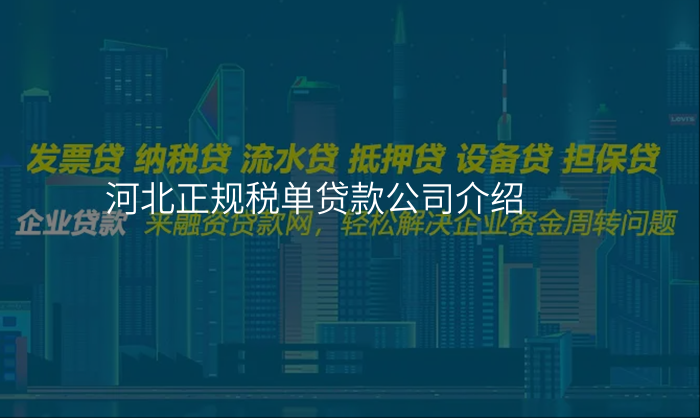 河北正规税单贷款公司介绍