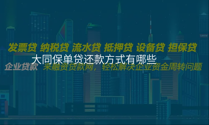 大同保单贷还款方式有哪些