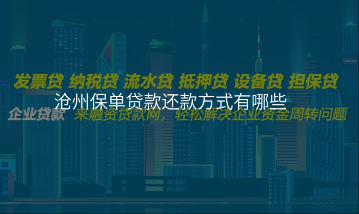 沧州保单贷款还款方式有哪些