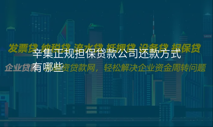 辛集正规担保贷款公司还款方式有哪些
