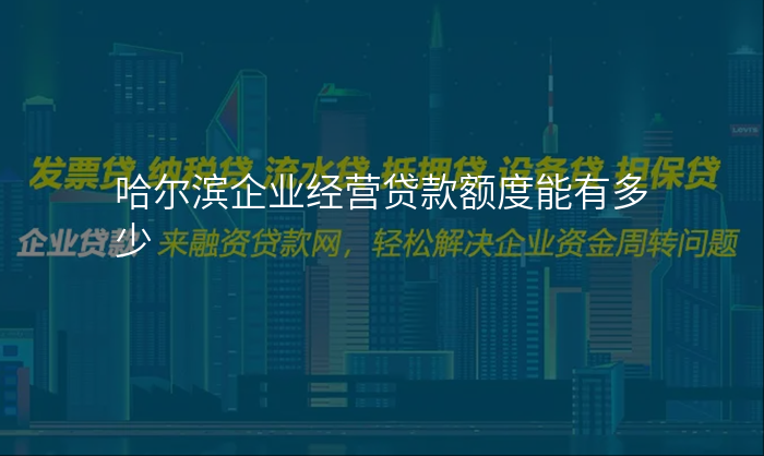 哈尔滨企业经营贷款额度能有多少
