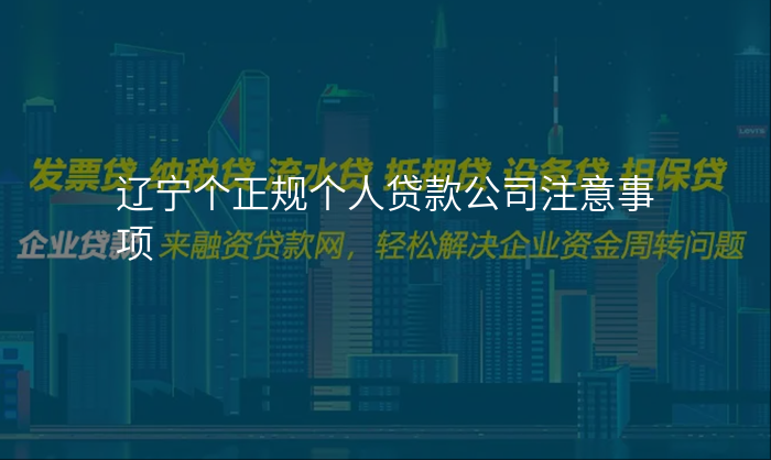 辽宁个正规个人贷款公司注意事项