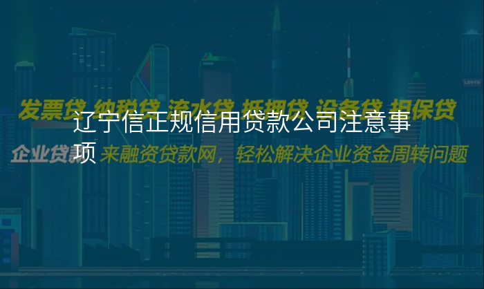 辽宁信正规信用贷款公司注意事项