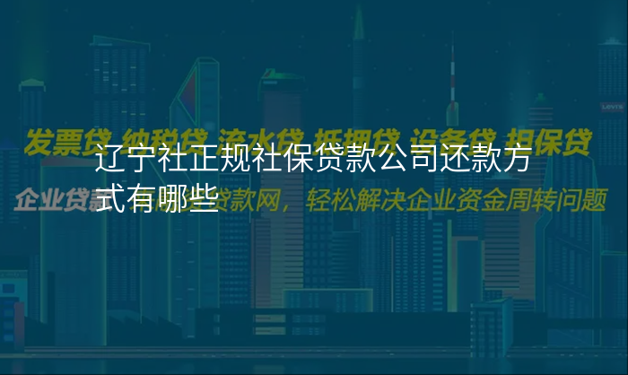 辽宁社正规社保贷款公司还款方式有哪些