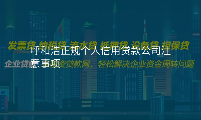 呼和浩正规个人信用贷款公司注意事项
