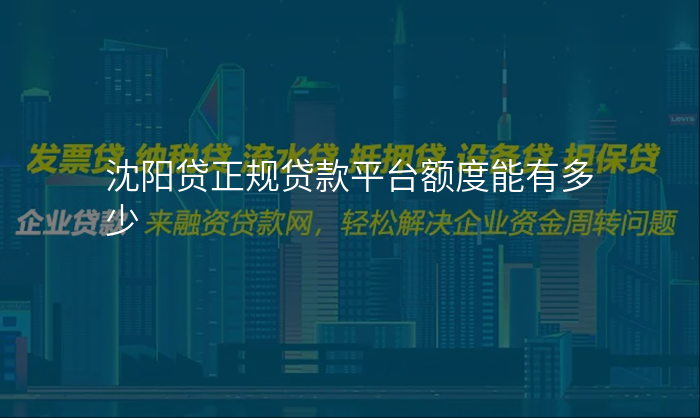 沈阳贷正规贷款平台额度能有多少