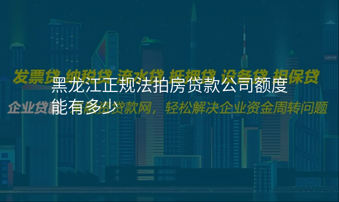黑龙江正规法拍房贷款公司额度能有多少