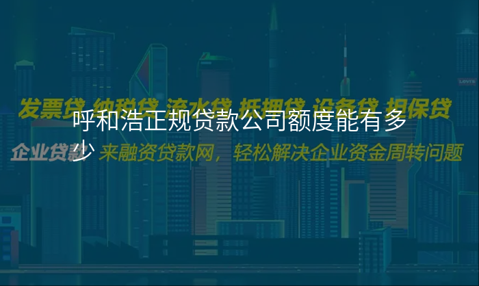 呼和浩正规贷款公司额度能有多少