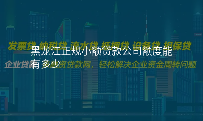 黑龙江正规小额贷款公司额度能有多少