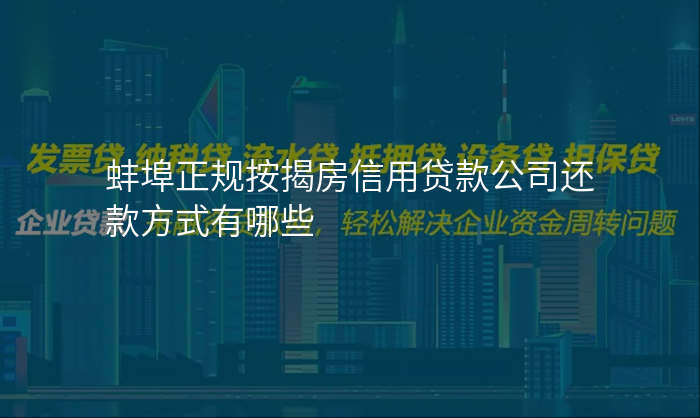 蚌埠正规按揭房信用贷款公司还款方式有哪些