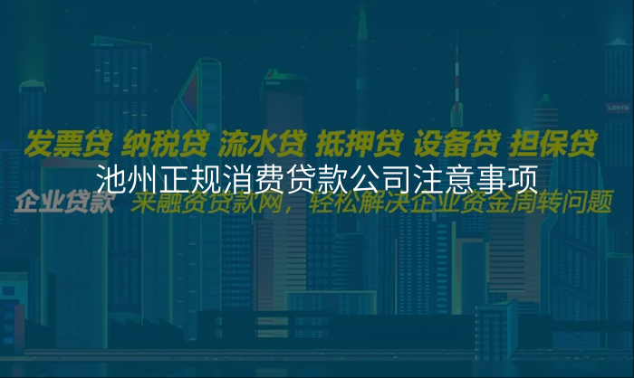池州正规消费贷款公司注意事项