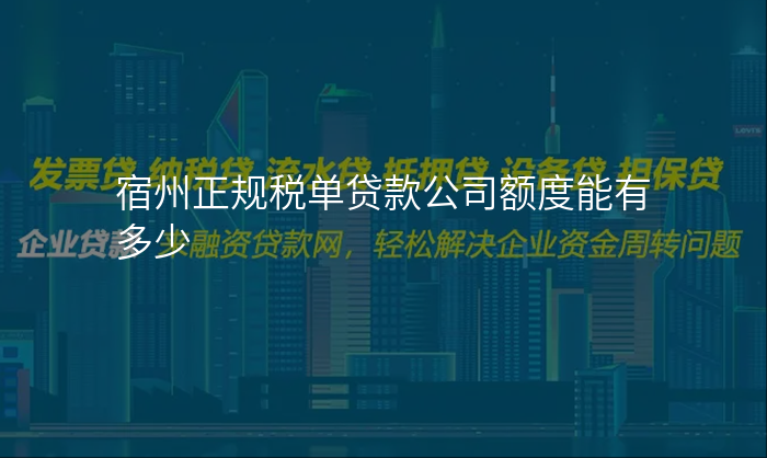 宿州正规税单贷款公司额度能有多少