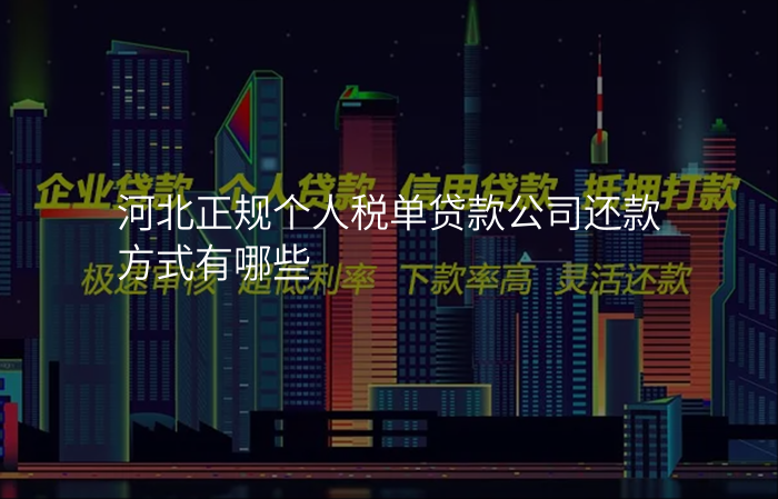 河北正规个人税单贷款公司还款方式有哪些