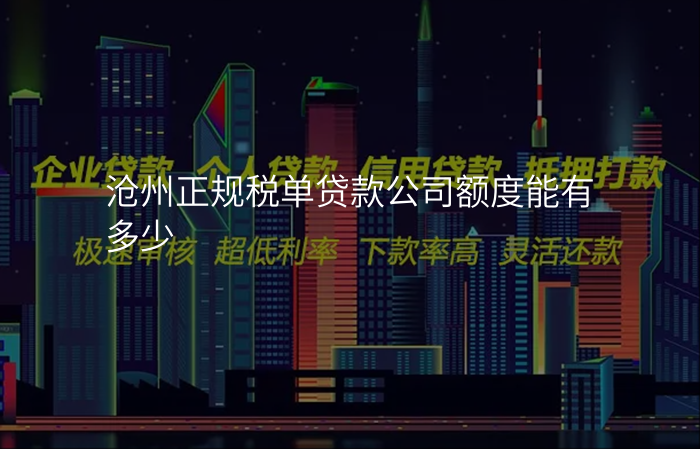 沧州正规税单贷款公司额度能有多少