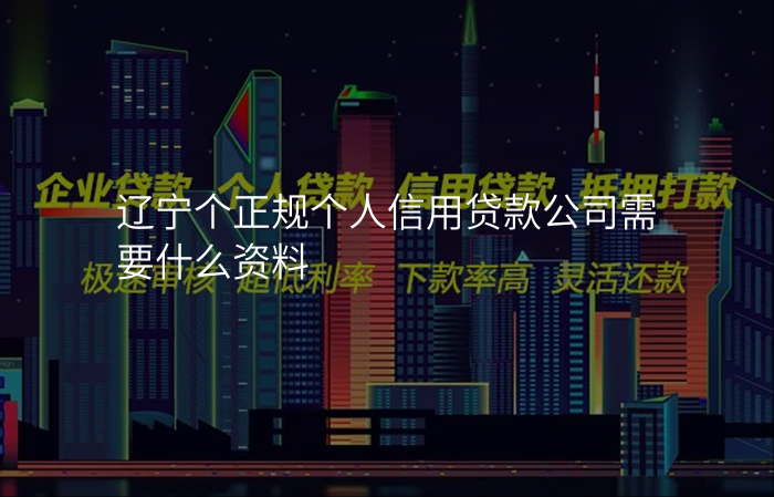 辽宁个正规个人信用贷款公司需要什么资料