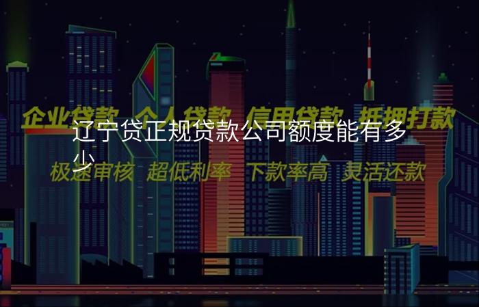 辽宁贷正规贷款公司额度能有多少