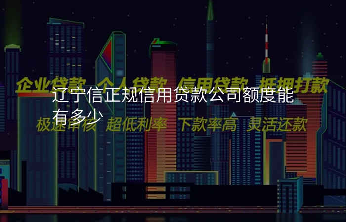 辽宁信正规信用贷款公司额度能有多少