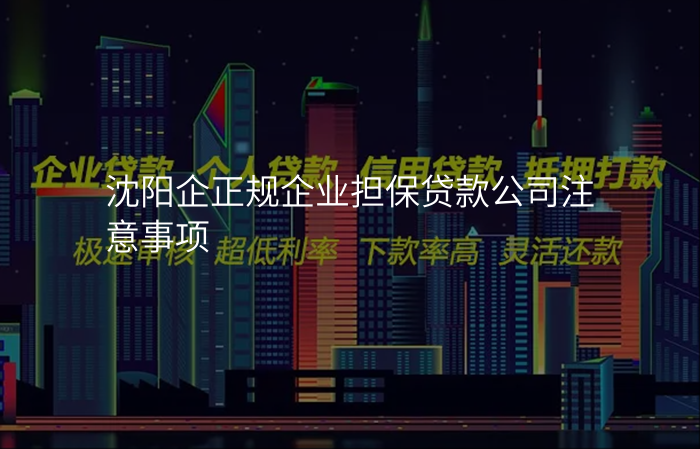沈阳企正规企业担保贷款公司注意事项