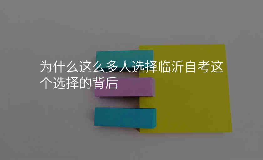 为什么这么多人选择临沂自考这个选择的背后